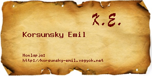 Korsunsky Emil névjegykártya